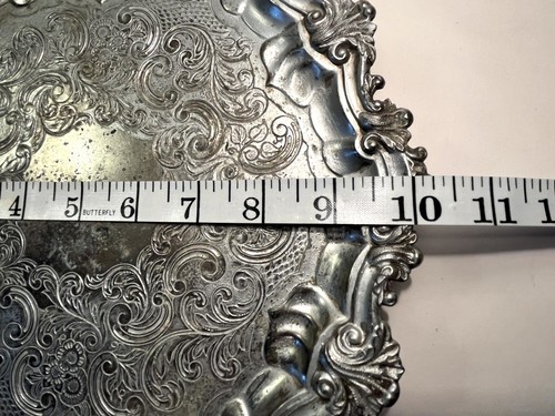 VTG Corbell & Co Footed Silver Plate Salver Tray Ornate 10” Heavy 2.5lbs - READ! - Picture 12 of 12