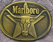 1987 Marlboro, Philip Morris Longhorn Bull Solid Brass Belt Buckle