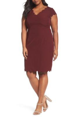 ADRIANNA PAPELL SCALLOPED CREPE MARSALA SHEATH DRESS sz 22W | eBay