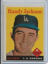 1958 Topps Baseball Card Randy Jackson 3rd Base L. A. Dodgers Near Mint # 301