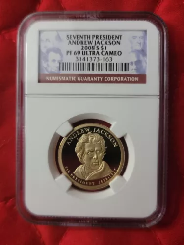 2008 S NGC PF 69 Ultra Cameo Andrew Jackson Presidential Dollar Coin (AA163/65/0