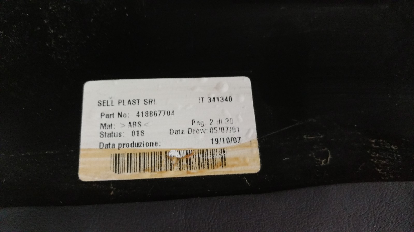 LAMBORGHINI MURCIELAGO INTERIOR PASSENGER SIDE PANEL TRIM OEM 418867704