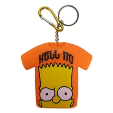 New The Simpsons Bart T-Shirt Coin Purse Holder Keyring Keychain Orange