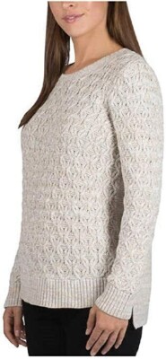 Jeanne Pierre Women's Crew Neck Pullover Cable Knit Sweater A5