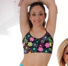 NWT Black Daisy Body Wrapper Camisole Bra top Dance Frontlined Ladies Medium