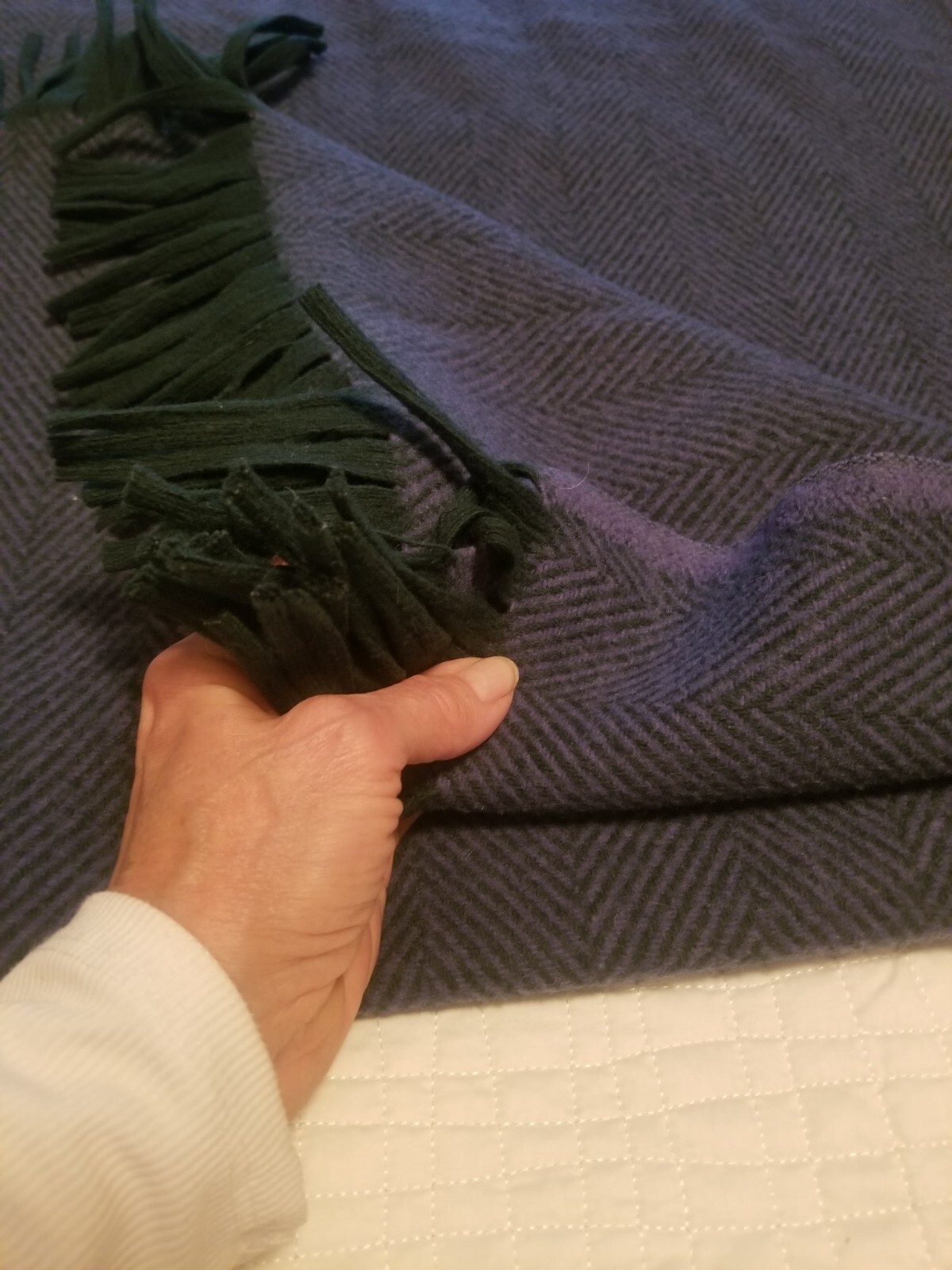 HERRINGBONE Wool blanket/Throw 64X49 Warm/Heirloom quality/Famous Maker