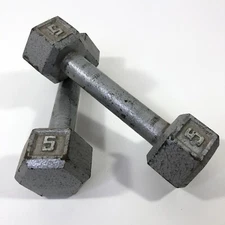 Cast Iron Hex Dumbbell Set of Two 5lb Weights (10lb Total)