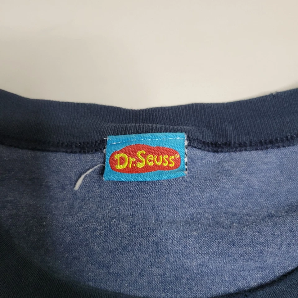 Camiseta Dr. Seuss One Fish Two Fish Ringer Talla Grande Azul y Negro Mezcla de Algodón Foto 3 de 4