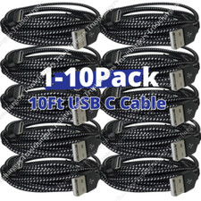Lote a granel de cable de carga rápida USB tipo C de 10 pies para cable de carga Samsung S20 Note 9