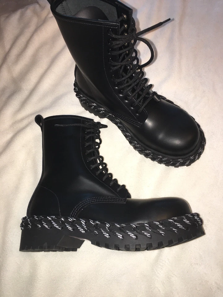 BOTAS DE ENCAJE DE CUERO DE COMBATE BALENCIAGA TALLA 36 $1295 Auténticas NUEVAS Foto 3 de 4