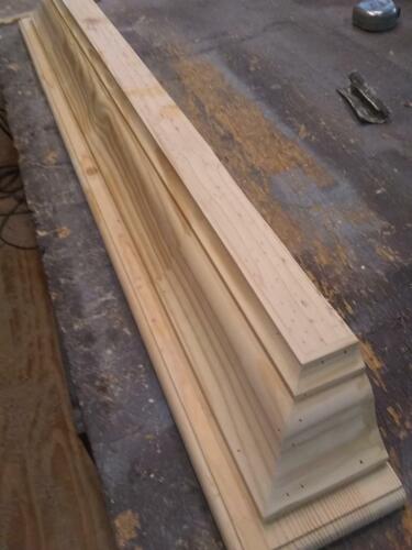 48" HANDMADE SOUTHERN PINE FLOATING SHELF, 4.1/4 CROWN MOLD, HANGING HARDWARE - Picture 6 of 8