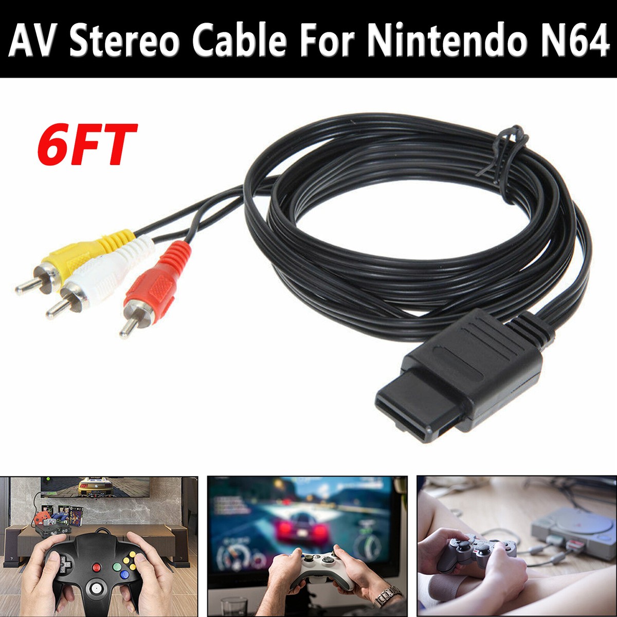 NEW N64 RCA AV A/V TV Audio Video Stereo Cable Cord For Nintendo