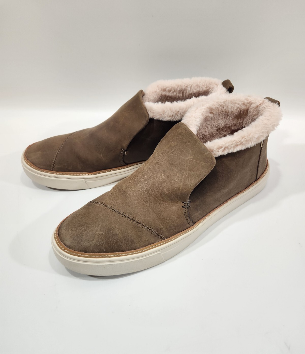 Toms PAXTON Women's Leather/Faux Fur Bootie Size 11 Slip On