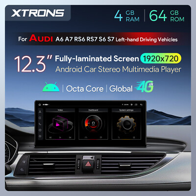 12,3'' Android 14 Retrofit Car Screen Upgrade 64G GPS 4G for AUDI A6 MMI 3G/3G+