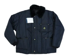 RefrigiWear Mens Insulated Iron-Tuff Workwear Jacket Black Fleece Collar Sz 3XL