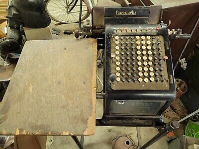 L@@K! Antique Burroughs Vintage Visible Adding Calculator Machine w/ Stand  