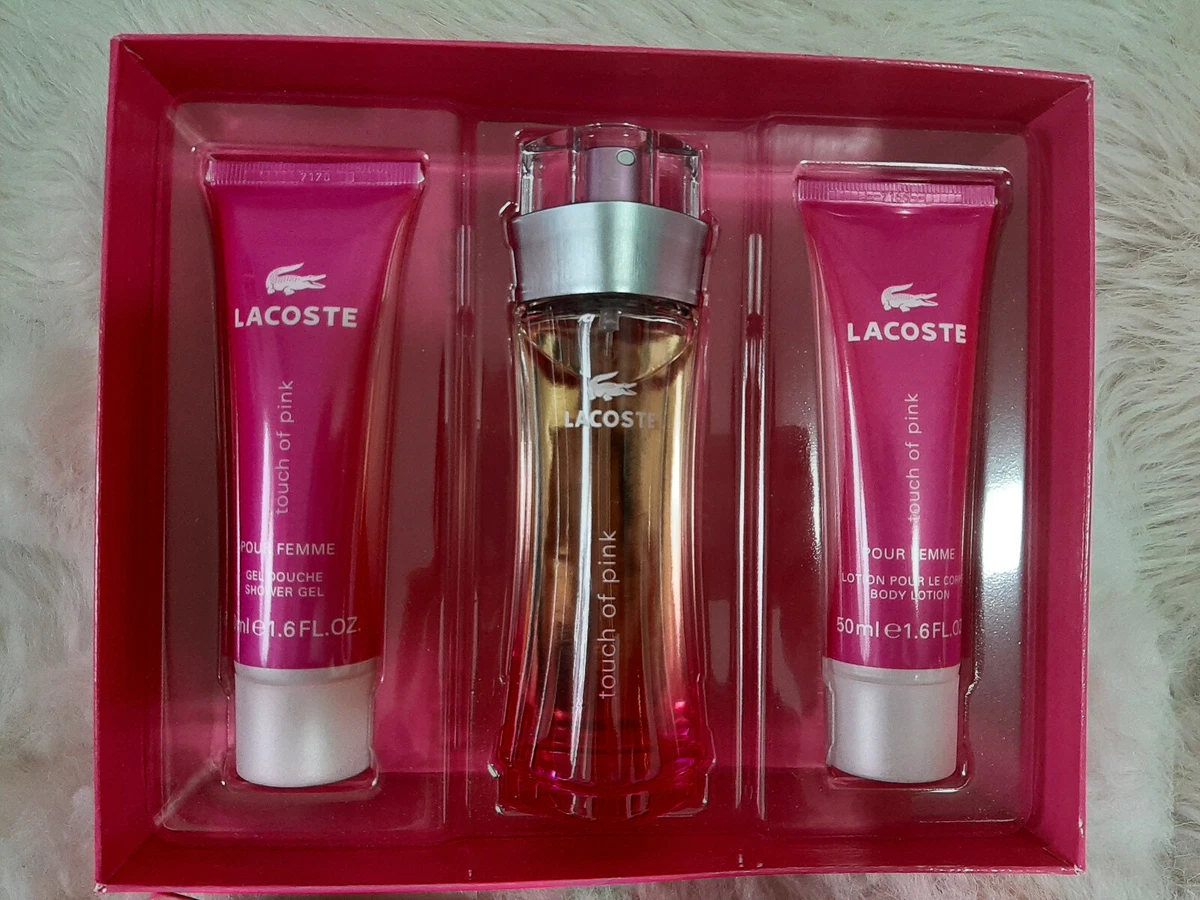 Ud backup Juice Lacoste Touch of Pink 3 Piece Gift Set Natural Spray/Body Lotion/Shower Gel  50ml | eBay