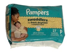 Pampers Swaddlers Diapers Size P White 27 Count for Babies Under 6 lbs