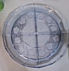 Vintage Anchor Hocking Avalon Blue PANSIES Divided Dish 11.75"  PERFECT!