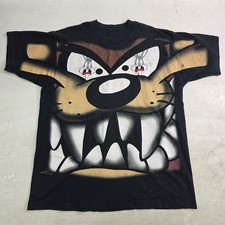 Vintage 1997 Taz Looney Tunes AOP Bugs Bunny In Eyes Single Stitch T-Shirt XL