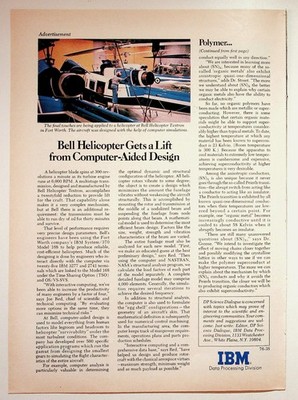 IBM Bell Helicopter 1976 Vintage Magazine Ad Computer Aided Design Aviation