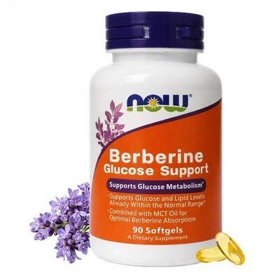 Berberin 400 mg Glukosestoffwechselunterstützung 90 Gels Now Food MCT/Caprinsä