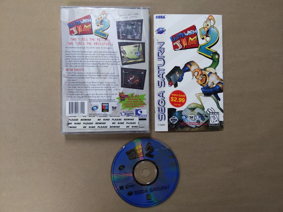 Earthworm Jim 2 Sega Saturn Disco y Estuche Manual Vacío Foto 2 de 4