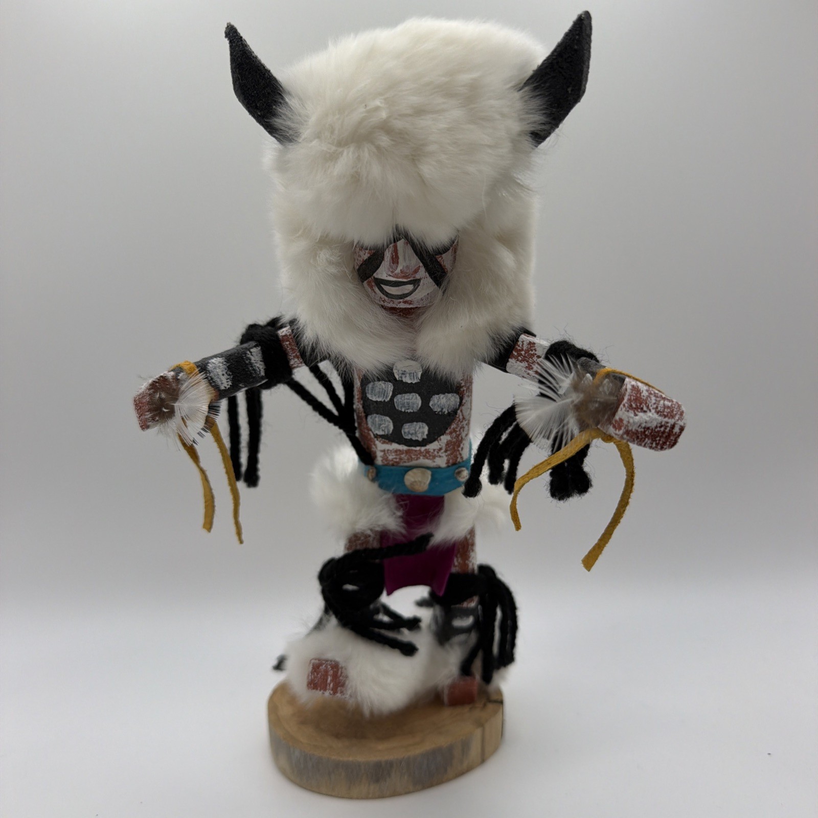 Vintage Native American Navajo Buffalo Kachina Doll 8.5 " Signed James ...