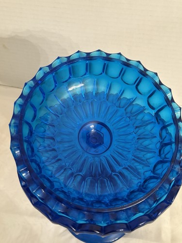 Vtg Westmoreland Oval Cobalt Blue Glass Lovebirds On Basket Covered Dish 8"x7" - Picture 3 of 18