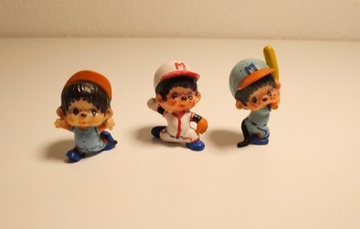 Bully Figur / Sekiguchi 3x Monchhichi Baseball- Vintage 1979
