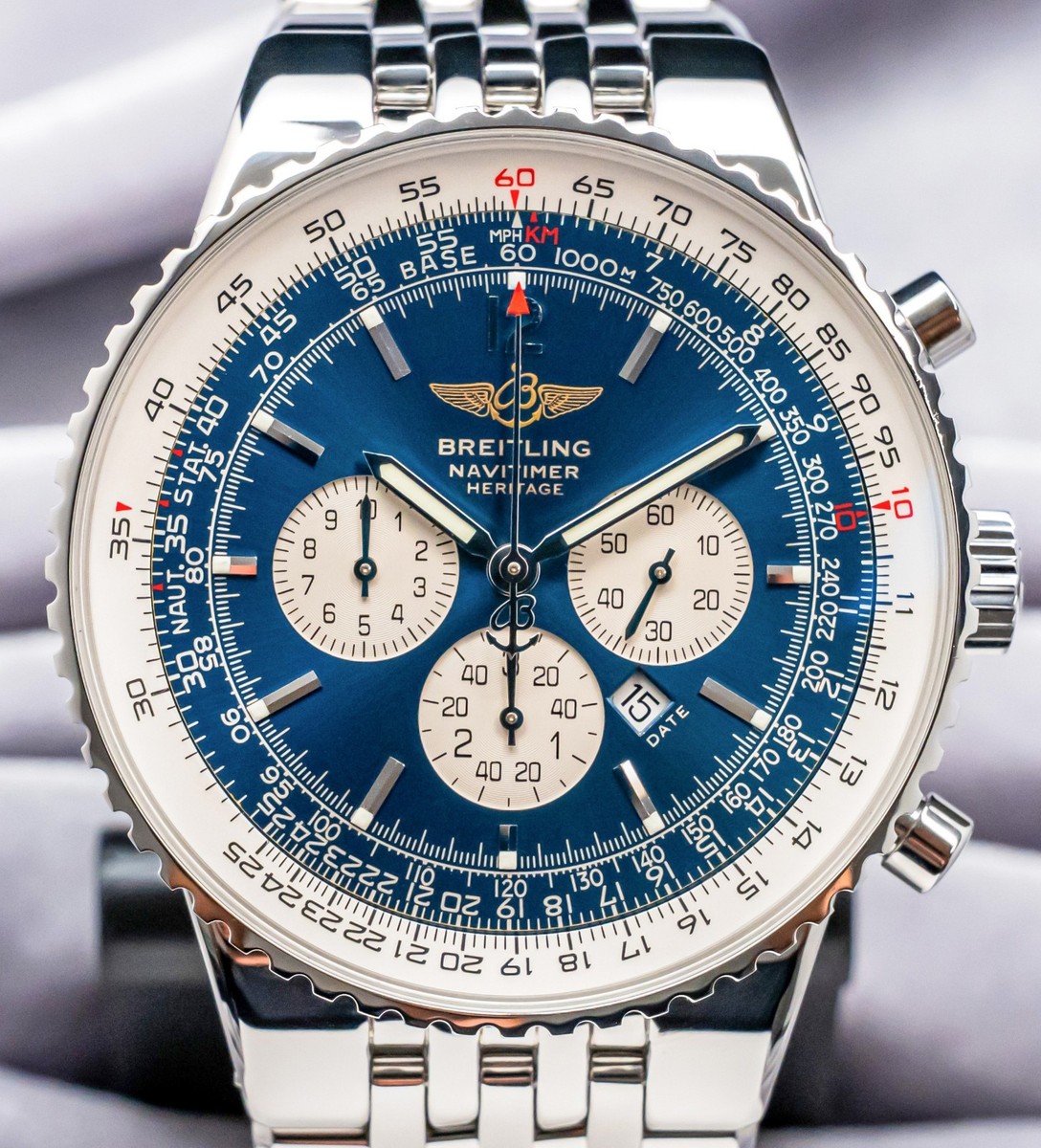 Breitling Navitimer Heritage 43 mm WARRANTY Blue Dial SERVICED