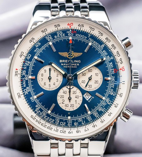 Breitling Navitimer Heritage 43 mm WARRANTY Blue Dial SERVICED...