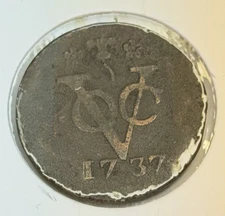 1737 Dutch Netherlands Colonial VOC Duit West Friesland New York Penny Coin Lion