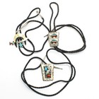Southwest Sterling Turquoise Coral MOP Onyx Men Bolo Tie Slide Lot of 4 #S5387-4 — photo 1
