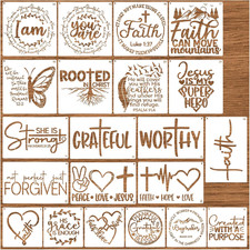 21Pcs Christian Stencils for Painting on Wood Reusable Motivational Bible Verse