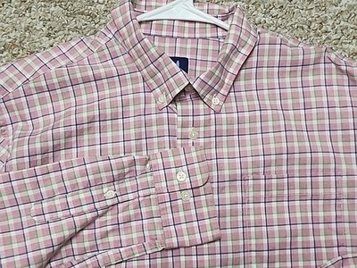 Johnnie-O Mens Long Sleeve Button Down Pink Plaid Shirt Large Business Casual