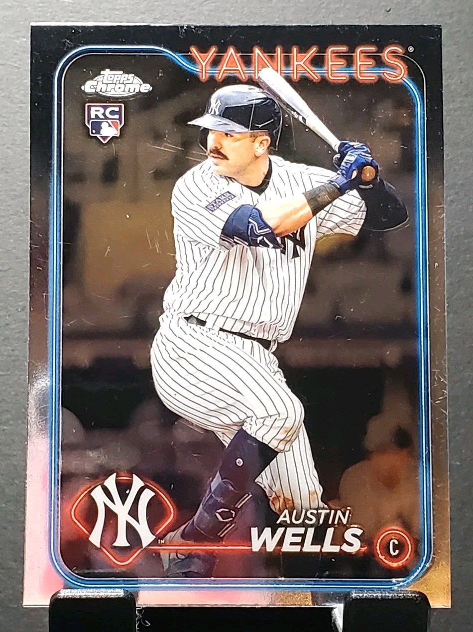 2024 Topps Chrome #281 Austin Wells RC YANKEES Rookie baseball card⚾️EX