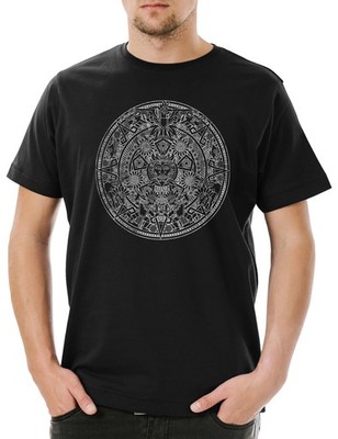 Aztec Mandala Herren T-Shirt Azteken Indians American Mayans Maya Mayas Sign