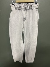 Zara Barrel Jeans High Waisted Denim Paper Bag Waist Women's Size 6