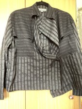 JOYCE RIDINGS BLACK STRIPE BOXY WOOL JACKET M L