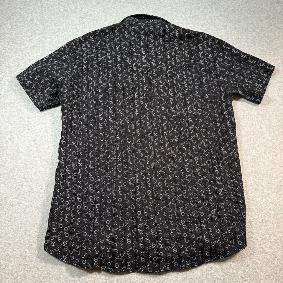 Camisa Armani Jeans Para Hombre L Abotonada Negra Floral Geométrica Foto 3 de 4