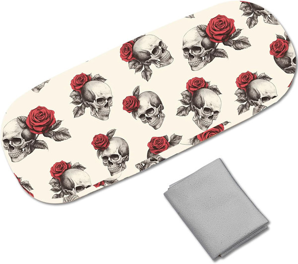 Brillenetui Hartschale Leder Sonnenbrillenetui Totenkopf Rosen Brillenetui Halte-image