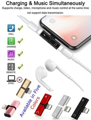 2in1 Adapter Audio and Charger Splitter for iPhone 7 8 X XR 11 12 13 14 Pro Max