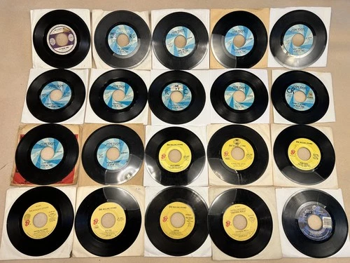 45 RPM RECORDS THE ROLLING STONES LOT OF 20 CAREER SPANNING SINGLES!