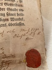 Dokument Kirche 1790 Mit Siegel 18. Jh. Konfirmationsschein