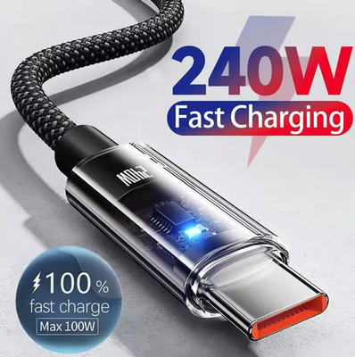 1pc 240W USB-C Fast Charging Cable with LED Power Display - NEW
