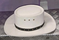 Western Express Inc Cowboy Hat White Felt Made In Mexico Size 6&frac34; 54 Unisex Boho