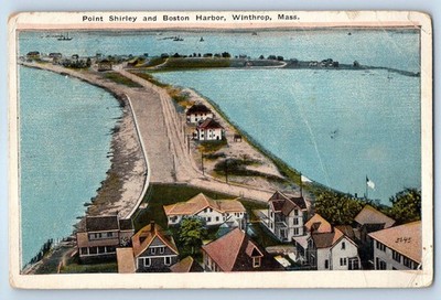 1916 Winthrop Massachusetts Vintage Postcard Point Shirley Boston Harbor Aerial