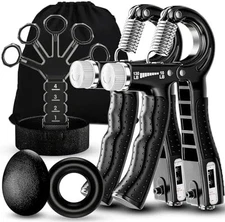 5-in-1 Hand Grip Trainer Set – Finger Stretcher, Stress Ball, Ring & Carry Bag