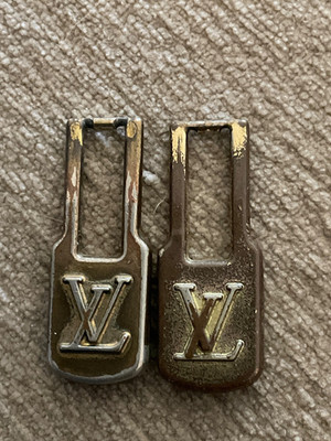Louis Vuitton Metal Brass 2 Zipper Pulls Vintage Repair Reuse Replace Crafts